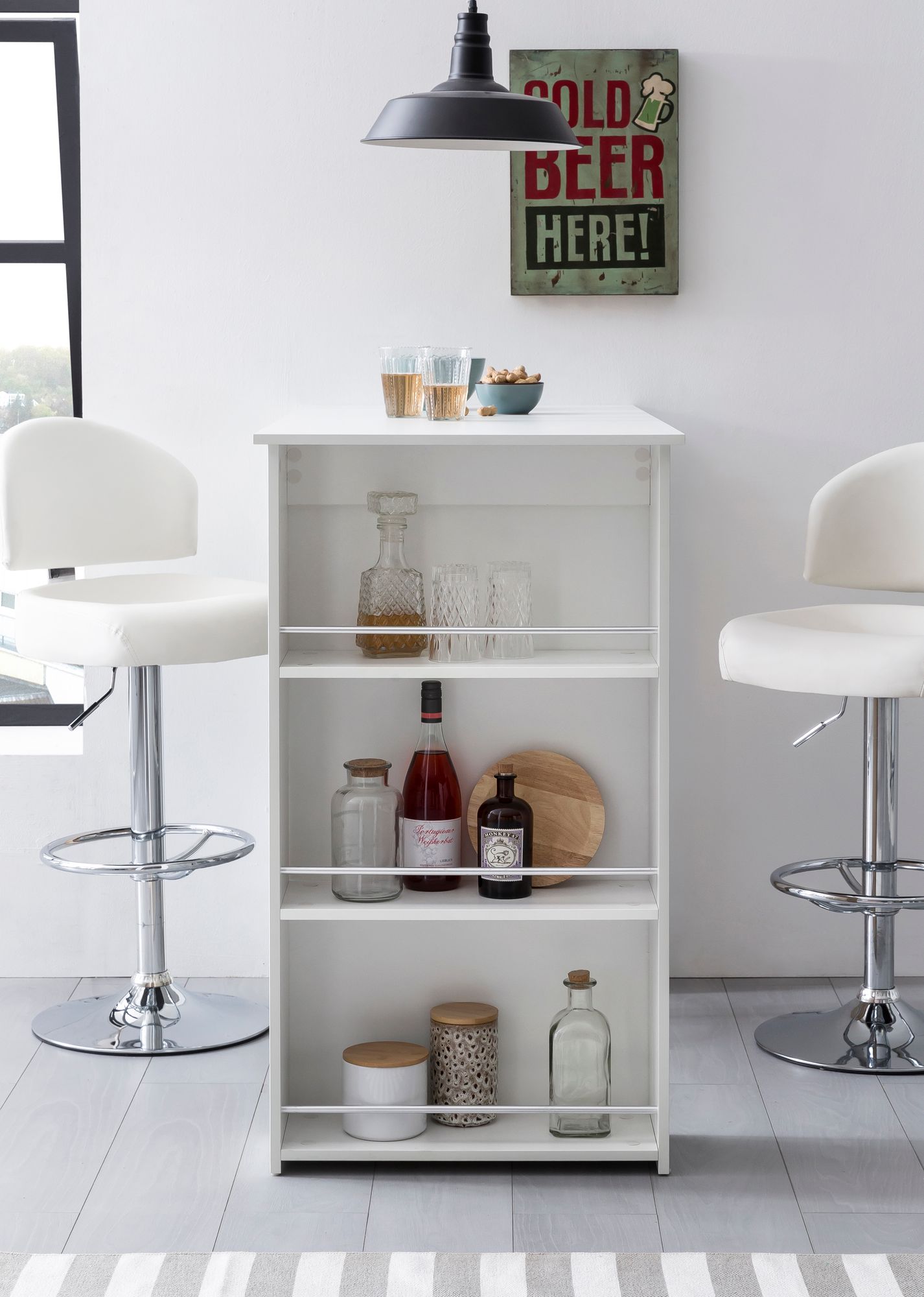 Bartisch WL5.732 Weiss 120 mal 107 5 mal 60 cm Stehtisch Holz Kuechenbartisch Bartresen mit integriertem Regal Bar Bistrotisch Kueche Rechteckig Party Theke Holztisch Wand Tisch Minibar