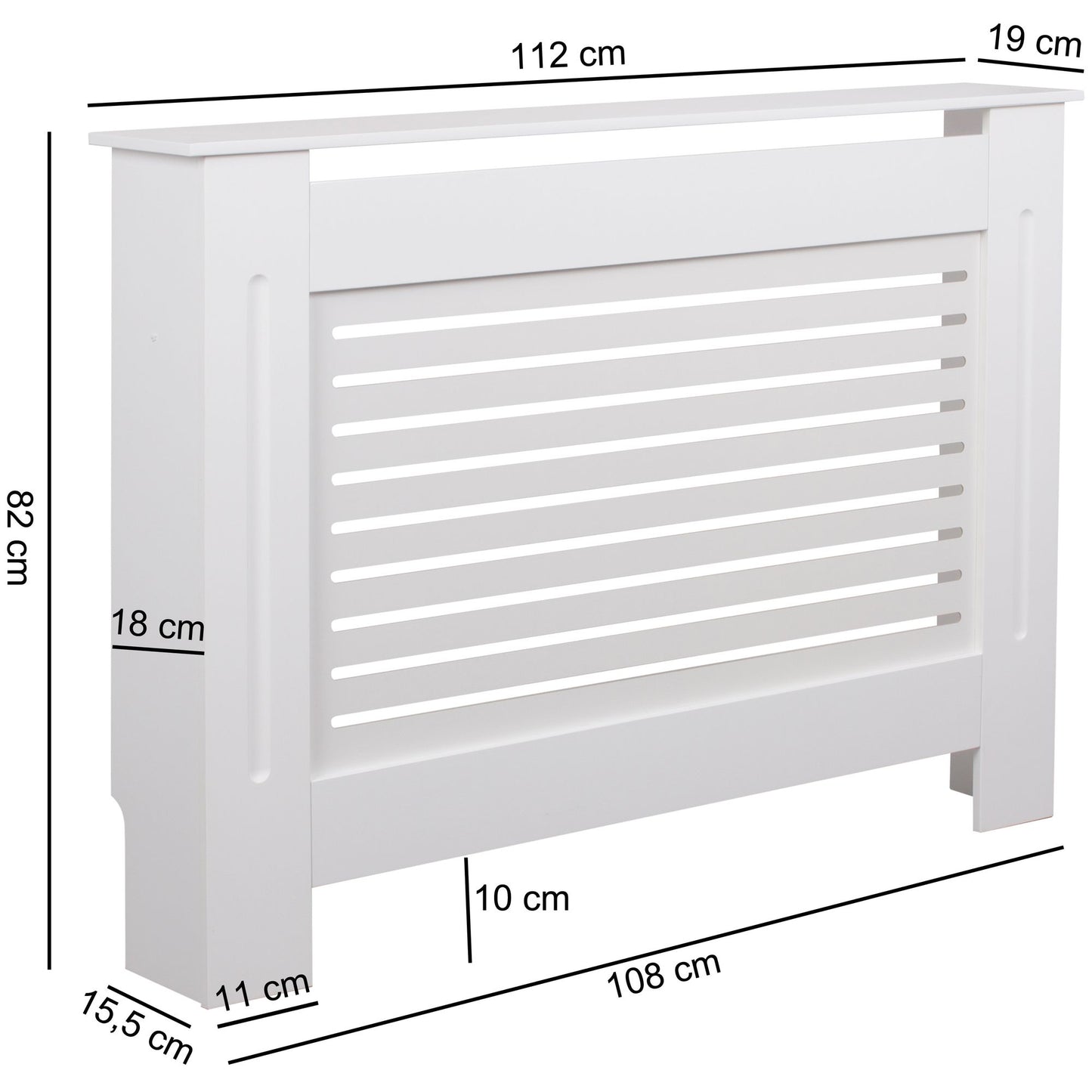 Design Heizkoerperverkleidung WL5.745 Weiss Matt Lackiert 112 mal 82 mal 19 cm Heizungsverkleidung Klein Heizungsabdeckung Heizkoerperabdeckung Holz Lamellen Heizung Heizkoerper Abdeckung Schutz