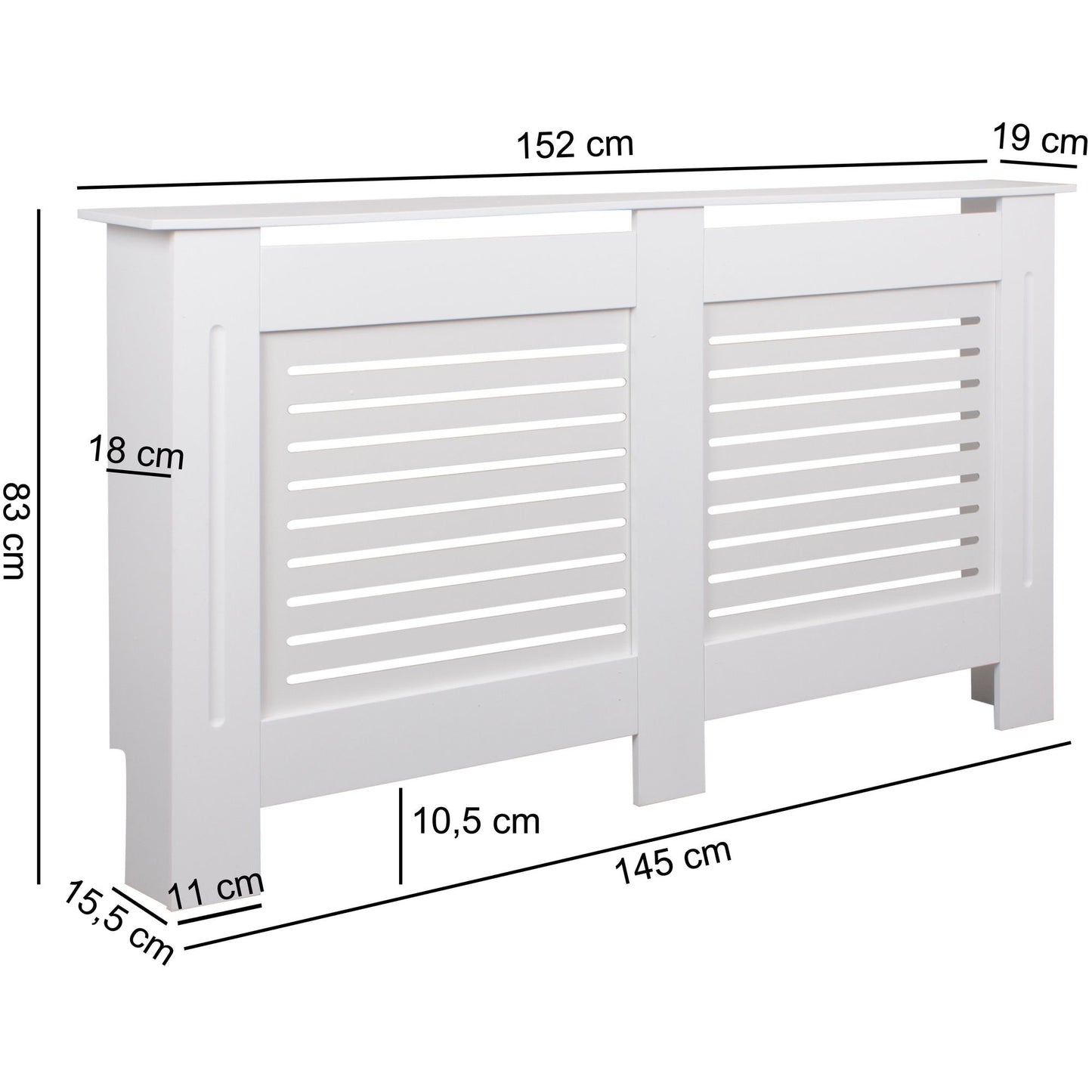 Design Heizkoerperverkleidung WL5.746 Weiss Matt Lackiert 152 mal 83 mal 19 cm Heizungsverkleidung Gross Heizungsabdeckung Heizkoerperabdeckung Holz Lamellen Heizung Heizkoerper Abdeckung Schutz