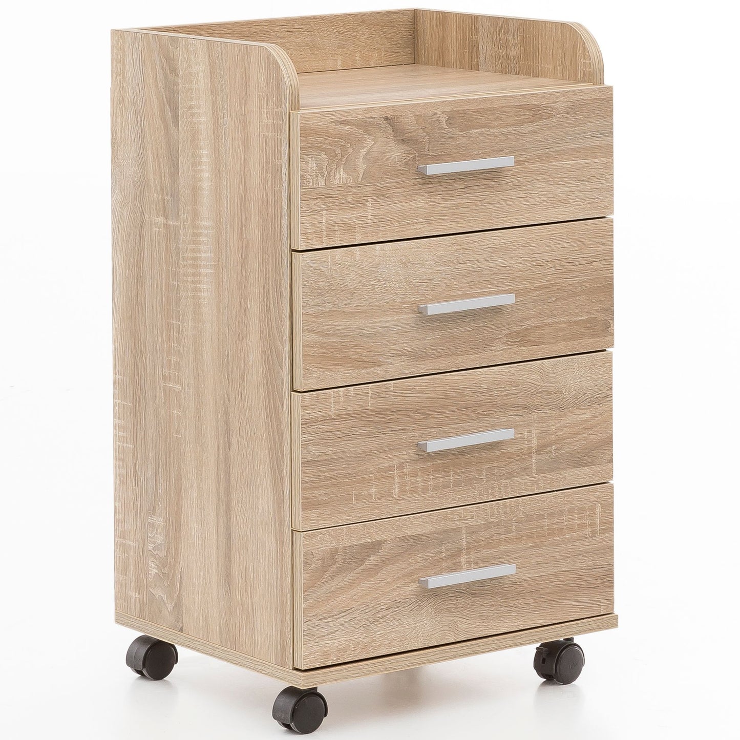 Rollcontainer WL5.749 40 mal 70 5 mal 33cm Sonoma Schreibtisch Container Rollschrank 4 Schubladen Moderner Schubladencontainer mit Rollen Standcontainer Buerocontainer Beistellcontainer