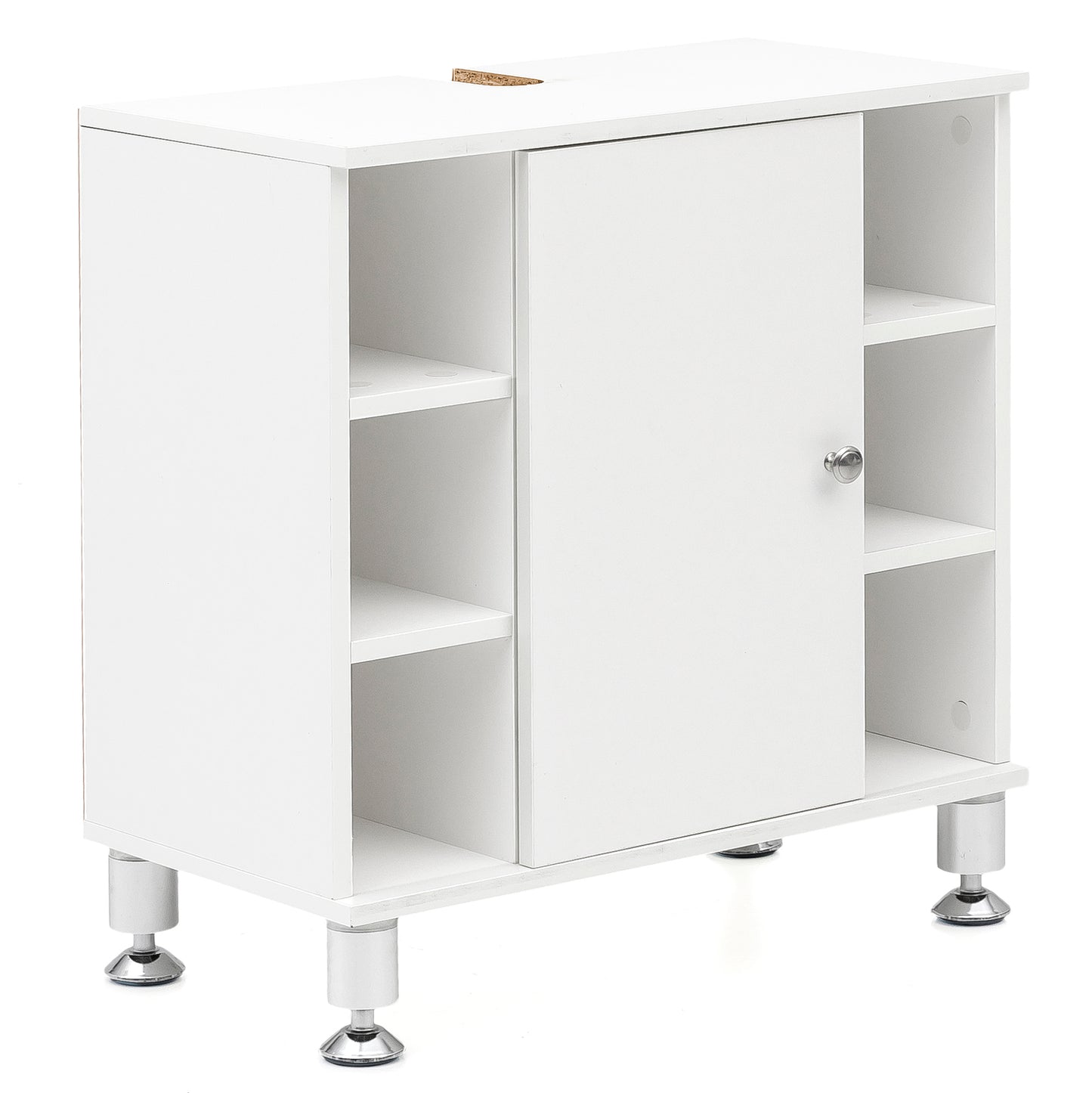 Waschbeckenunterschrank 60 mal 64 mal 32 cm Weiss Badschrank mit Tuer Holz Unterschrank Waschbecken Badezimmer Waschtischunterschrank mit Faechern Badezimmerschrank Bad Moebel mit Ablage