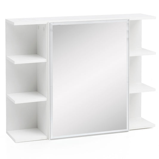 Haengeschrank WL5.754 Weiss 80 mal 64 5 mal 20cm Spanplatte Spiegelschrank Modern Design Badregal Freischwebend Schraenkchen mit Spiegel Badezimmerschrank Holz Haengeschrank mit Badspiegel