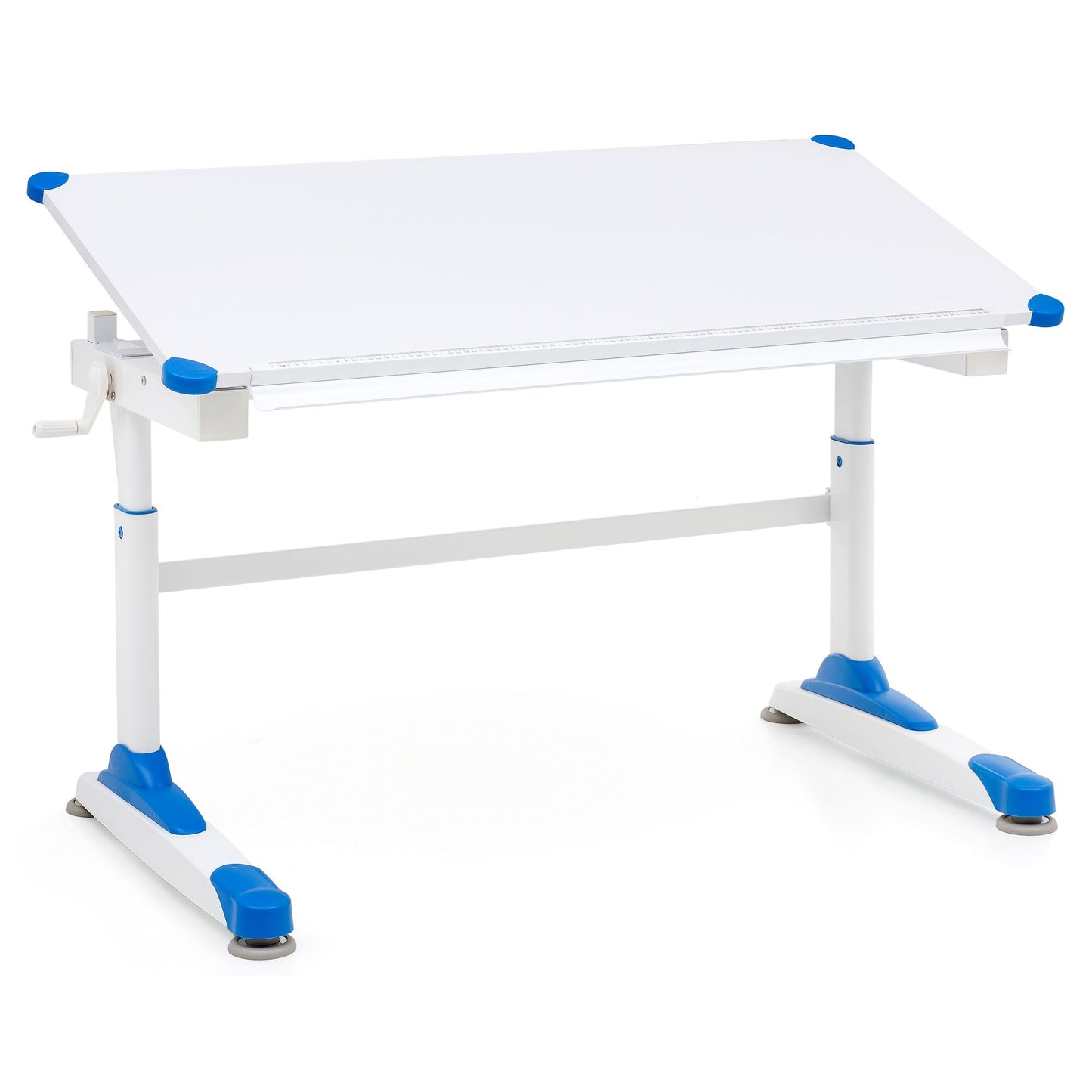 Design Kinderschreibtisch 119 mal 67 cm Blau tisch WL5.760 HolWeiss Maltisch Neigbarer Maedchen Schuelerschreibtisch Hoehenverstellbarer Kinder Schreibtisch Kindertisch Tischgestell Metall