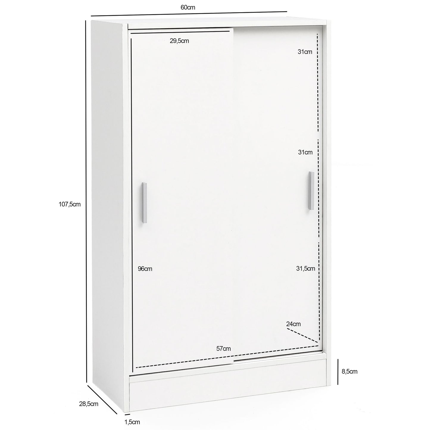 Aktenschrank WL5.817 Holz 60 mal 107 5 mal 28 5 cm Weiss Design Mehrzweckschrank Bueroschrank Modern Kommodenschrank Flurmoebel Sideboard Flur Kommode Kleiner Aufbewahrungsschrank