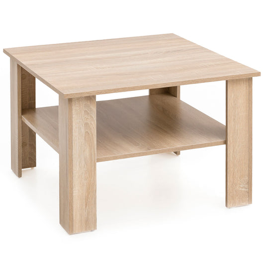 Couchtisch WL5.833 Sonoma Eiche 60 mal 42 mal 60 cm Design Holztisch mit Ablage Wohnzimmertisch Coffee Table Sofatisch Loungetisch Holz Kaffeetisch Stubentisch mit Stauraum Tisch Wohnzimmer