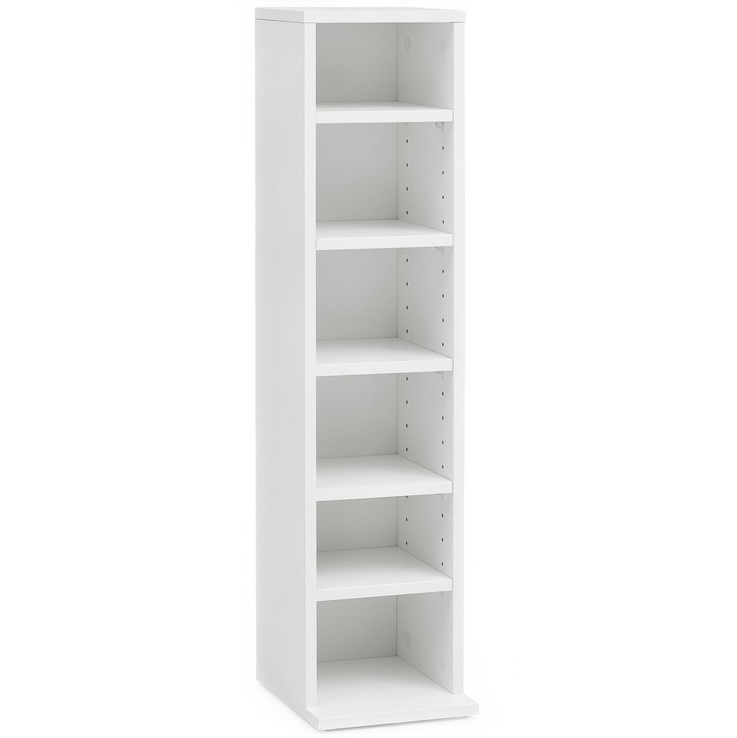 CD Regal WL5.836 Holz 21 mal 90 mal 20 cm Offenes Buecherregal Schmal CD Aufbewahrung Klein Design Nischenregal Weiss Standregal 6 Faecher Offen CD Holzregal Weiss Stehregal Modern