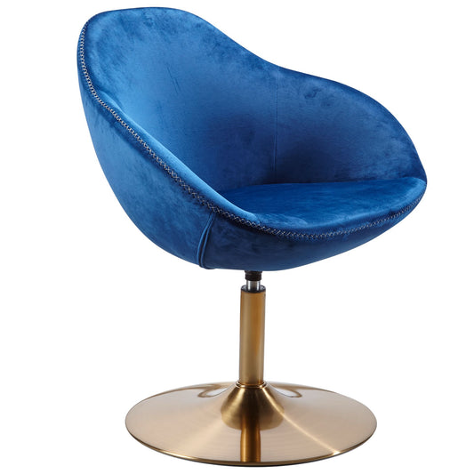 Loungesessel SIRAN Samt Blau Gold 70 mal 79 mal 70 cm Design Drehstuhl Clubsessel Polsterstuhl mit Armlehne Drehsessel Cocktailsessel Lounge Barsessel Besucherstuhl Sessel mit Stoffbezug