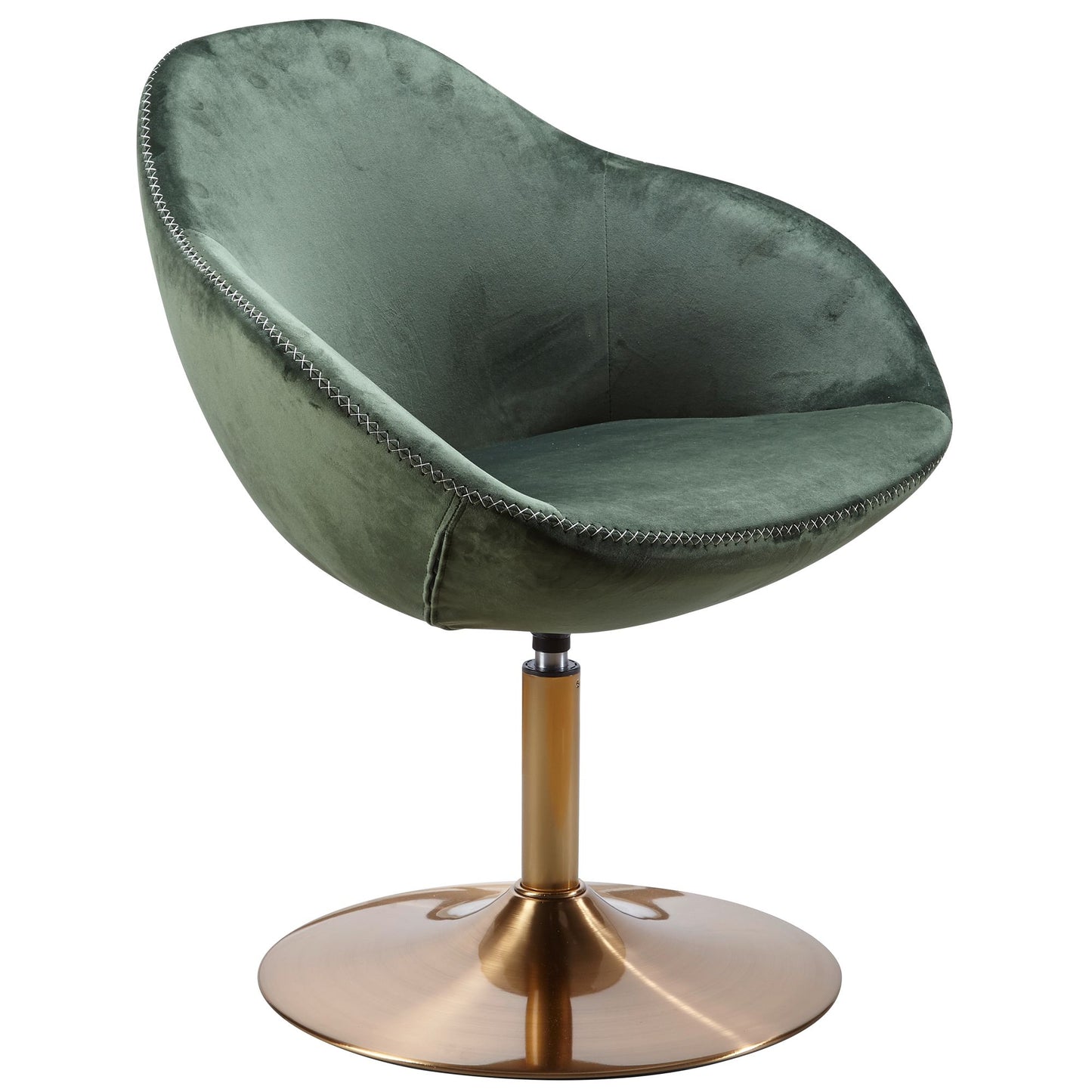 Loungesessel SIRAN Samt Gruen Gold 70 mal 79 mal 70 cm Design Drehstuhl Clubsessel Polsterstuhl mit Armlehne Drehsessel Cocktailsessel Lounge Barsessel Besucherstuhl Sessel mit Stoffbezug