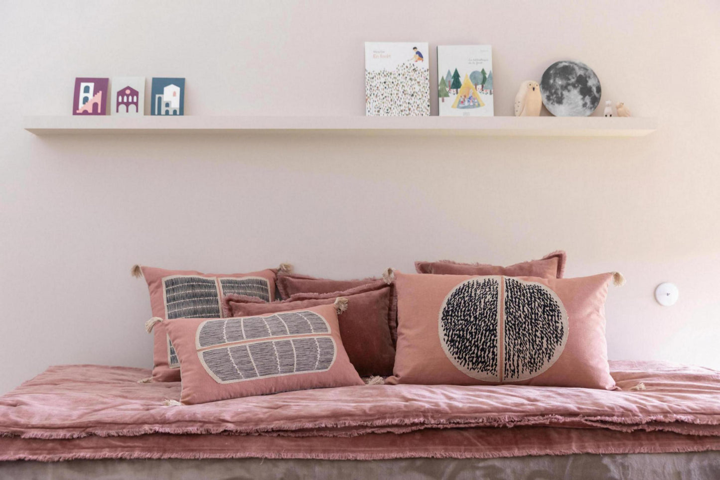 Einfarbiges Kissen Fara Bois de rose 45 X 45