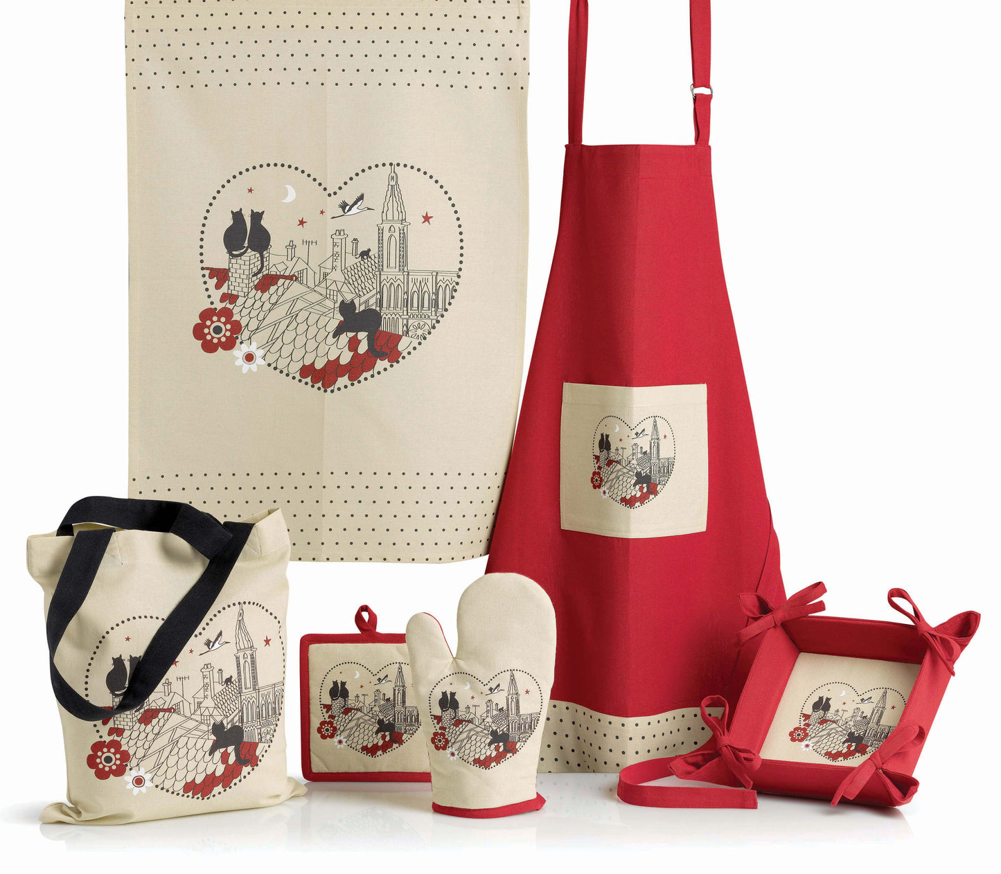 Tasche Chats Coeur Beige 40 X 35