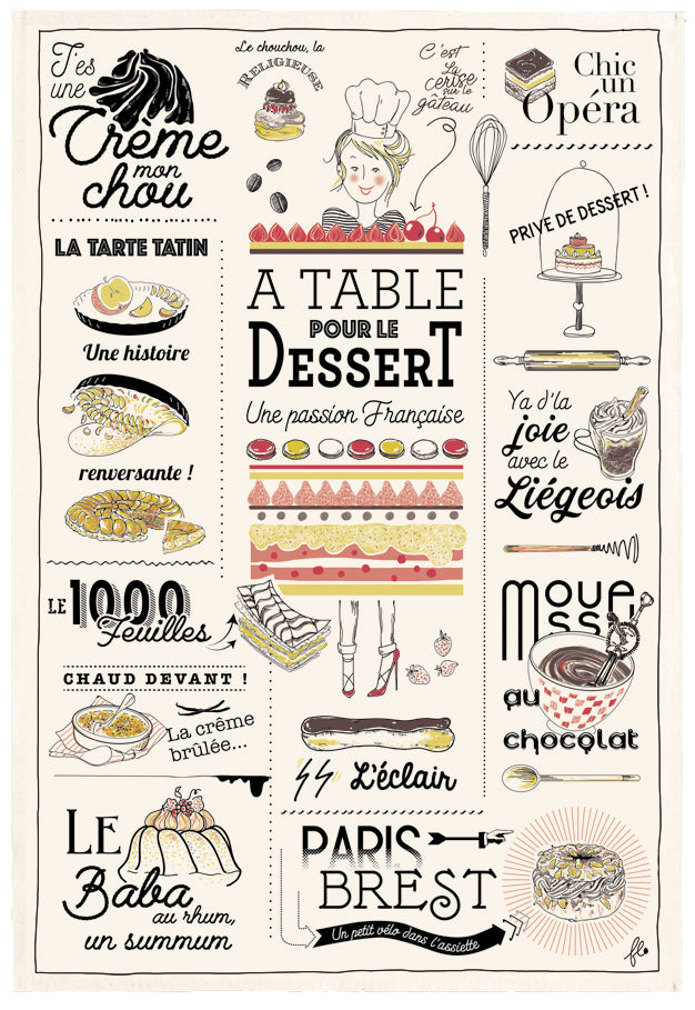 Geschirrtuch Les desserts français Ecru 48 x 72