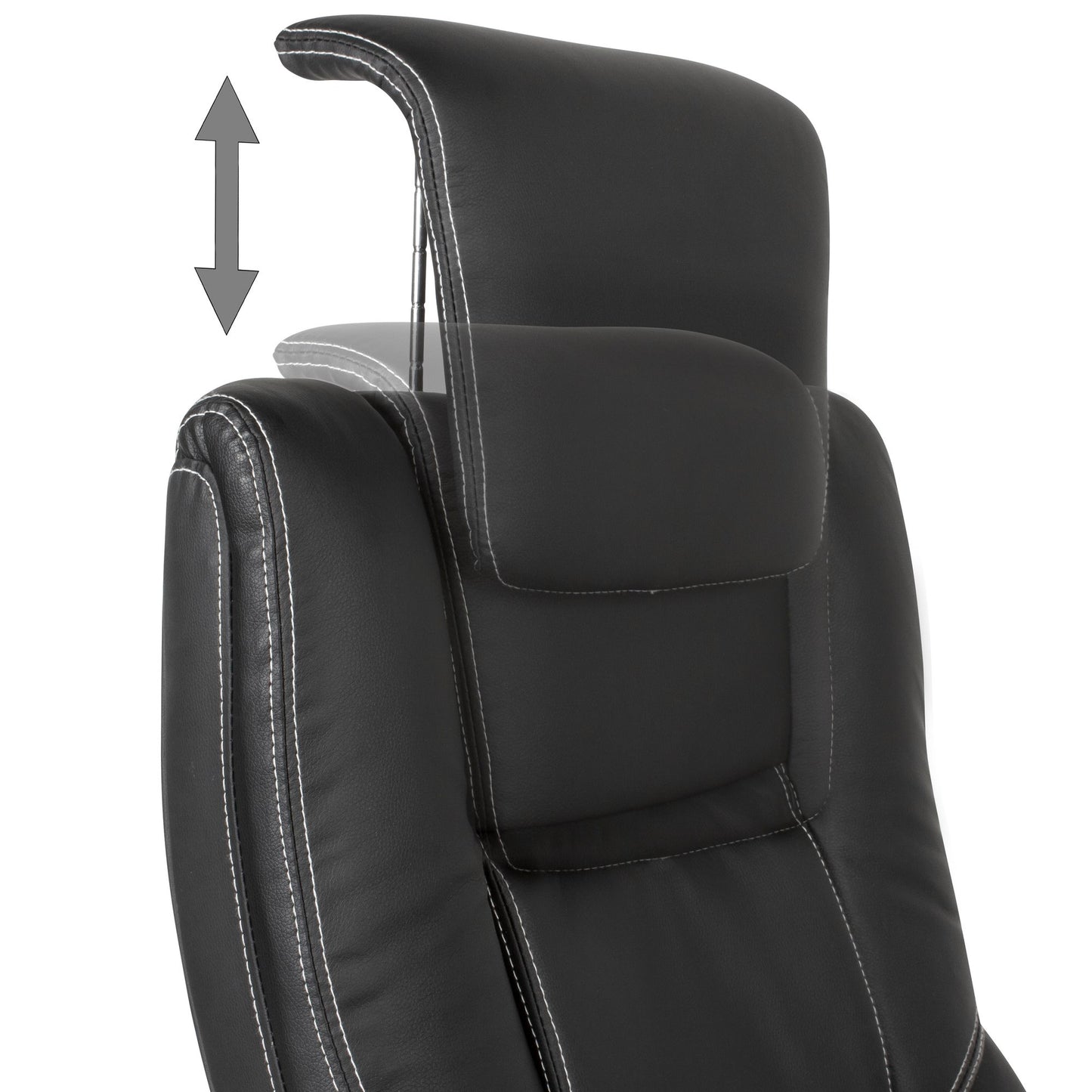 Schreibtischstuhl Bezug Kunstleder Schwarz Buerodrehstuhl bis 120 kg Design Drehstuhl Hoehenverstellbar Buerosessel mit klappbaren Armlehnen und hoher Rueckenlehne