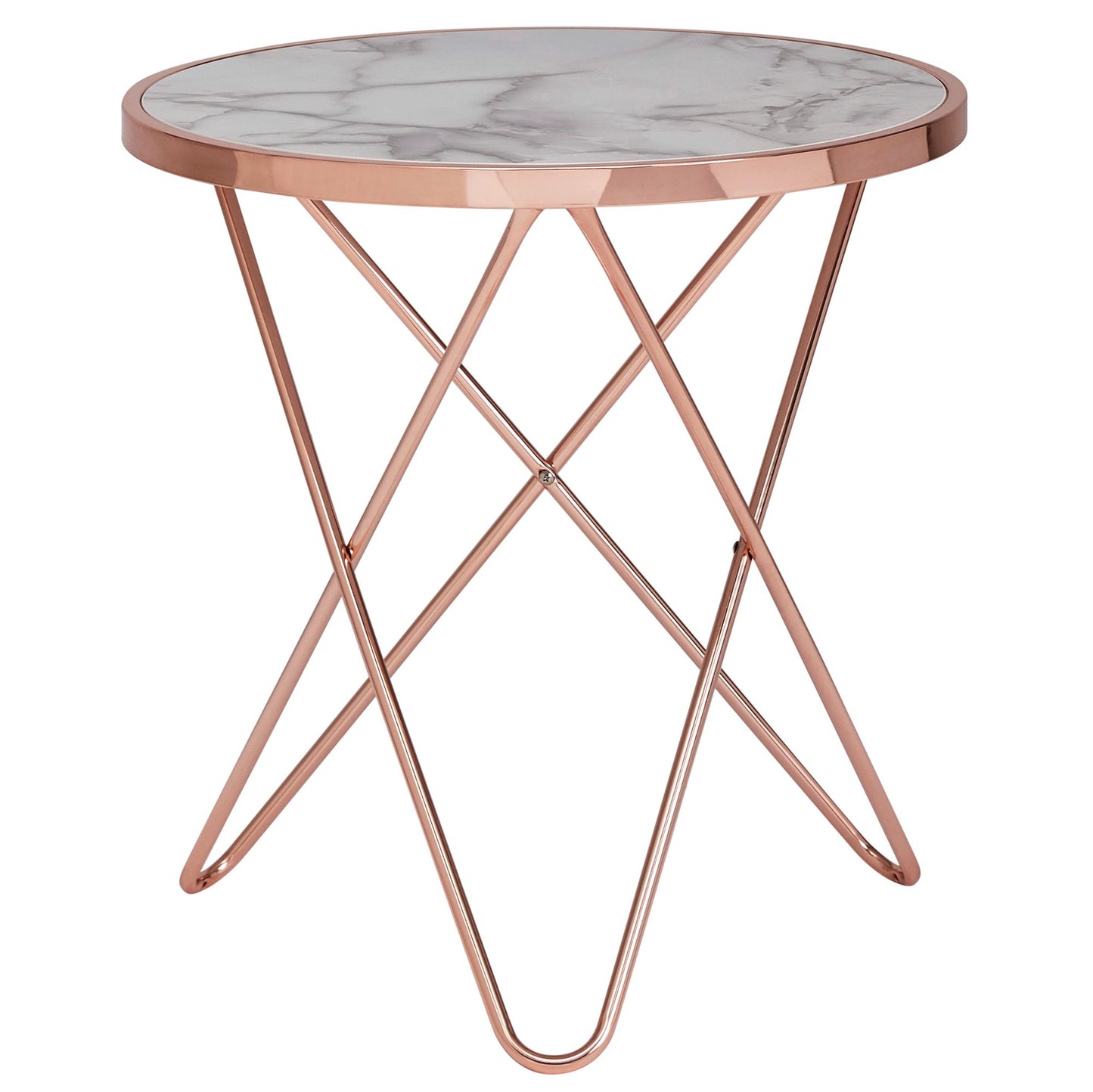 Design Beistelltisch Marmor Optik Weiss Rund Ã˜55 cm Kupfer Metall Gestell Kleiner Wohnzimmertisch Couchtisch