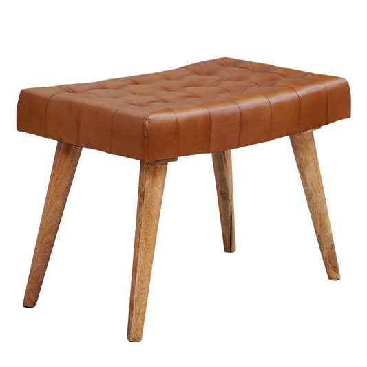 Sitzhocker 67 mal 47 mal 39 cm Mango Massivholz Echtleder Chesterfield Design Lederhocker Braun Beistellhocker Hocker ohne Lehne Country Fusshocker