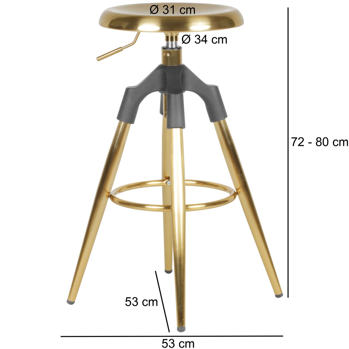 Barhocker Gold Metall 72 80 cm Design Barstuhl 100 kg Ma mal imalbelastbarkeit Tresenhocker Industrial Tresenstuhl ohne Lehne