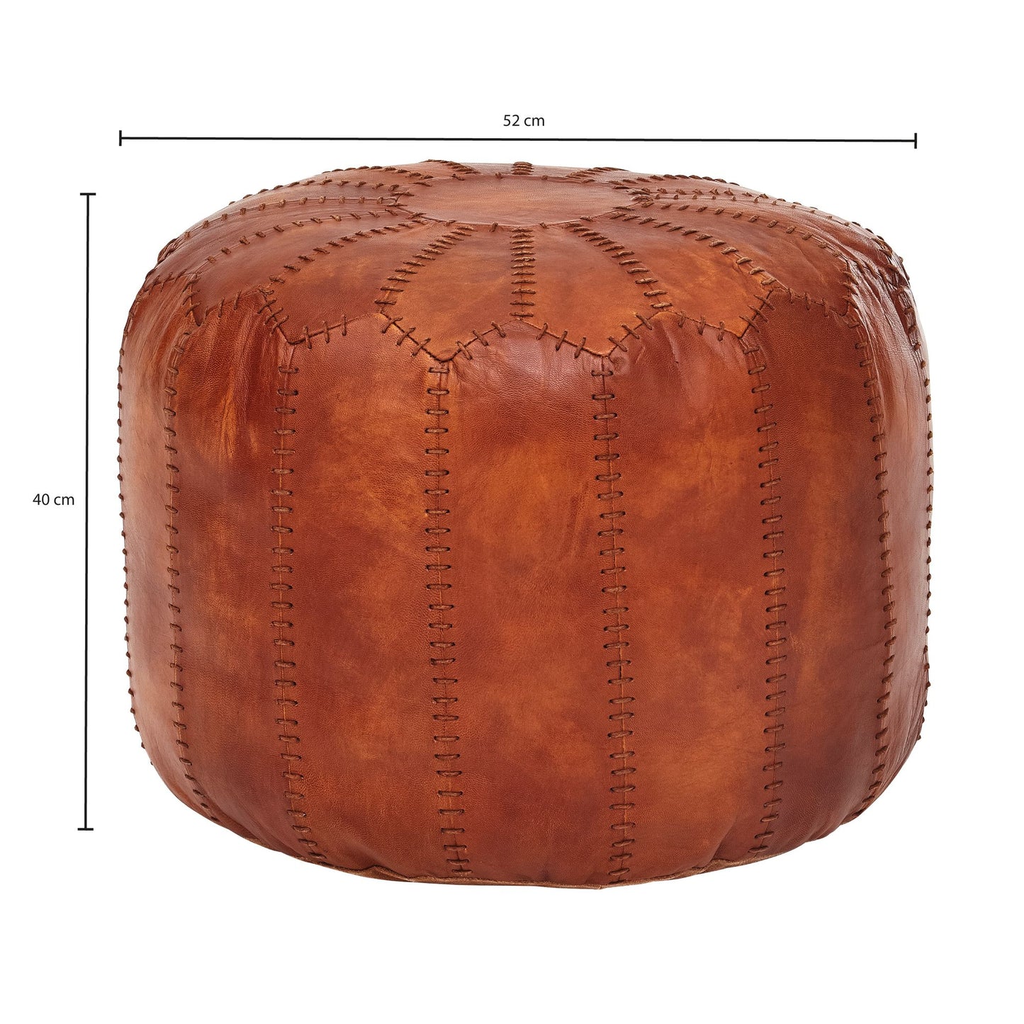 Sitzhocker Echtleder Braun 52 mal 40 mal 52 cm Ottomane Wohnzimmer Design Pouf Hocker Orientalisch Polsterhocker Orient Beinablage Sofa
