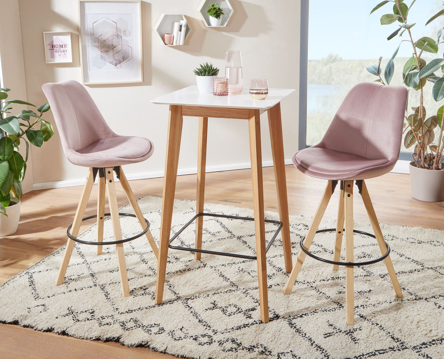 Stehtisch 60 mal 110 mal 60 cm Weiss Eckig Bartisch fuer 4 Personen Moderner Tisch fuer Bar Design Partytisch Holz Hochtisch Eiche Skandinavisch