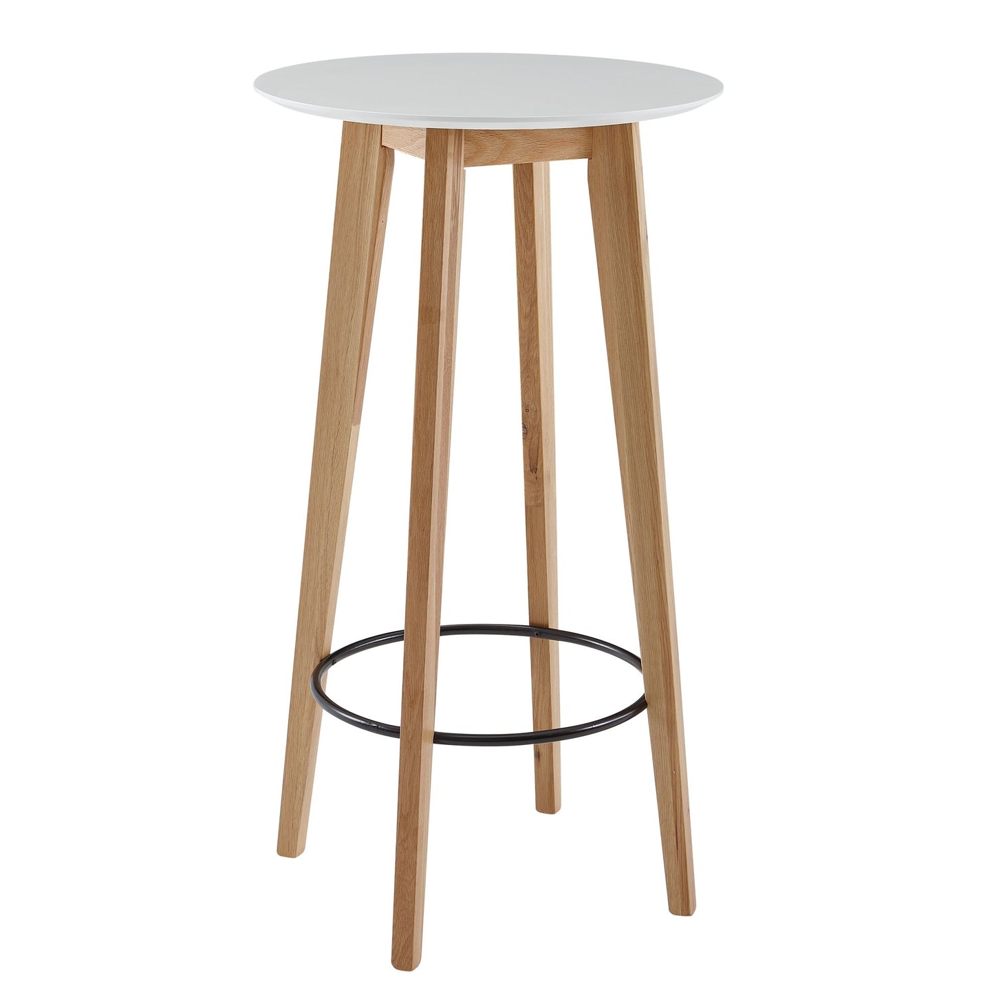 Stehtisch 60 mal 110 mal 60 cm Weiss Rund Bartisch fuer 4 Personen Moderner Tisch fuer Bar Design Partytisch Holz Hochtisch Eiche Skandinavisch