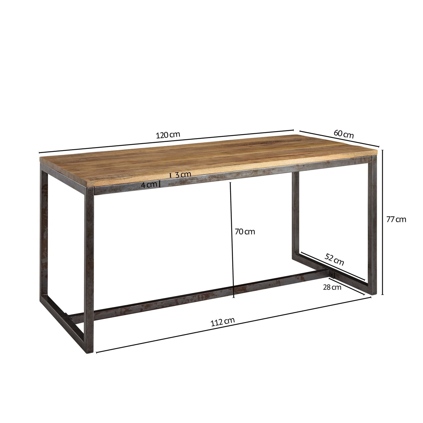 Esszimmertisch 120 mal 77 mal 60 cm Mango Massivholz Metall Vintage Esstisch Kuechentisch Massiv Klein Holztisch Esszimmer Kleiner Speisetisch Holz