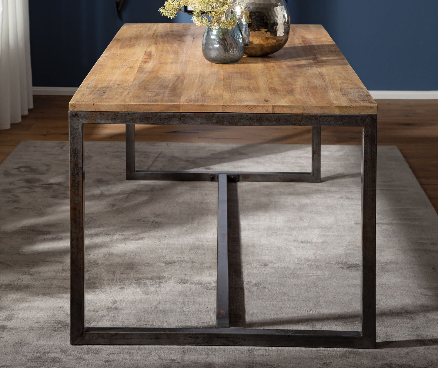 Esszimmertisch 120 mal 77 mal 60 cm Mango Massivholz Metall Vintage Esstisch Kuechentisch Massiv Klein Holztisch Esszimmer Kleiner Speisetisch Holz