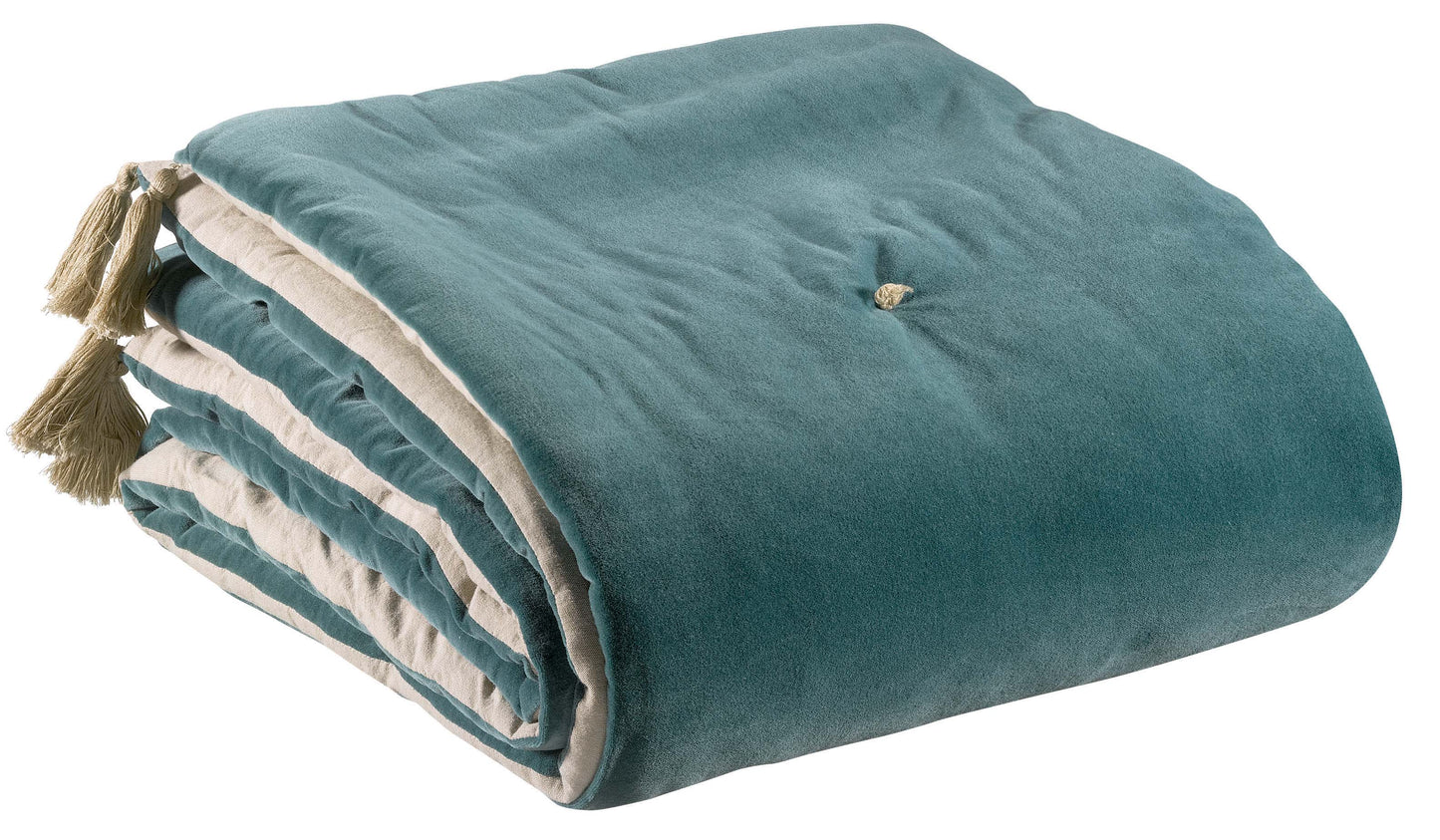 Pompon Bettdecke Elise Vert de gris 80 X 180