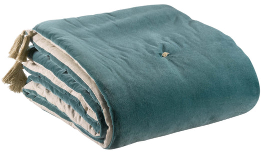 Pompon Bettdecke Elise Vert de gris 80 X 180