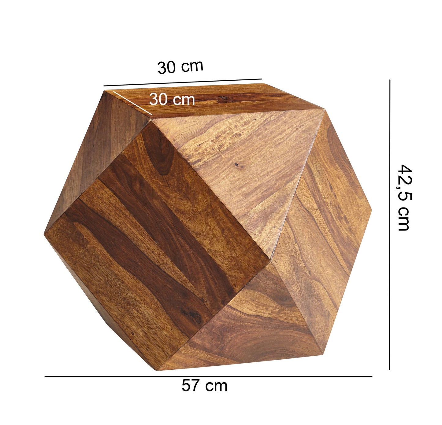 Couchtisch 57 mal 42 5 mal 57 cm Sheesham Massivholz Sofatisch Modern Wohnzimmertisch in Diamantform Holztisch Massiv Wohnzimmer Echtholz Tisch