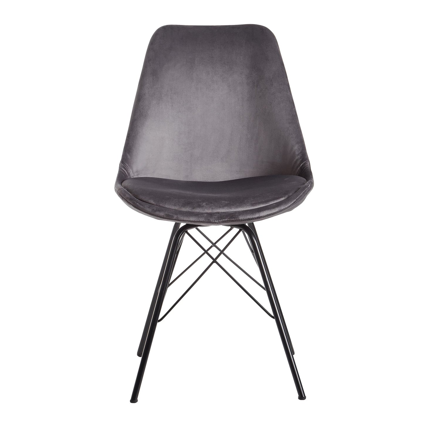 Esszimmerstuhl 2er Set Samt Grau Kuechenstuhl mit schwarzen Beinen Schalenstuhl Skandinavisches Design Polsterstuhl mit Stoffbezug Stuhl Gepolstert