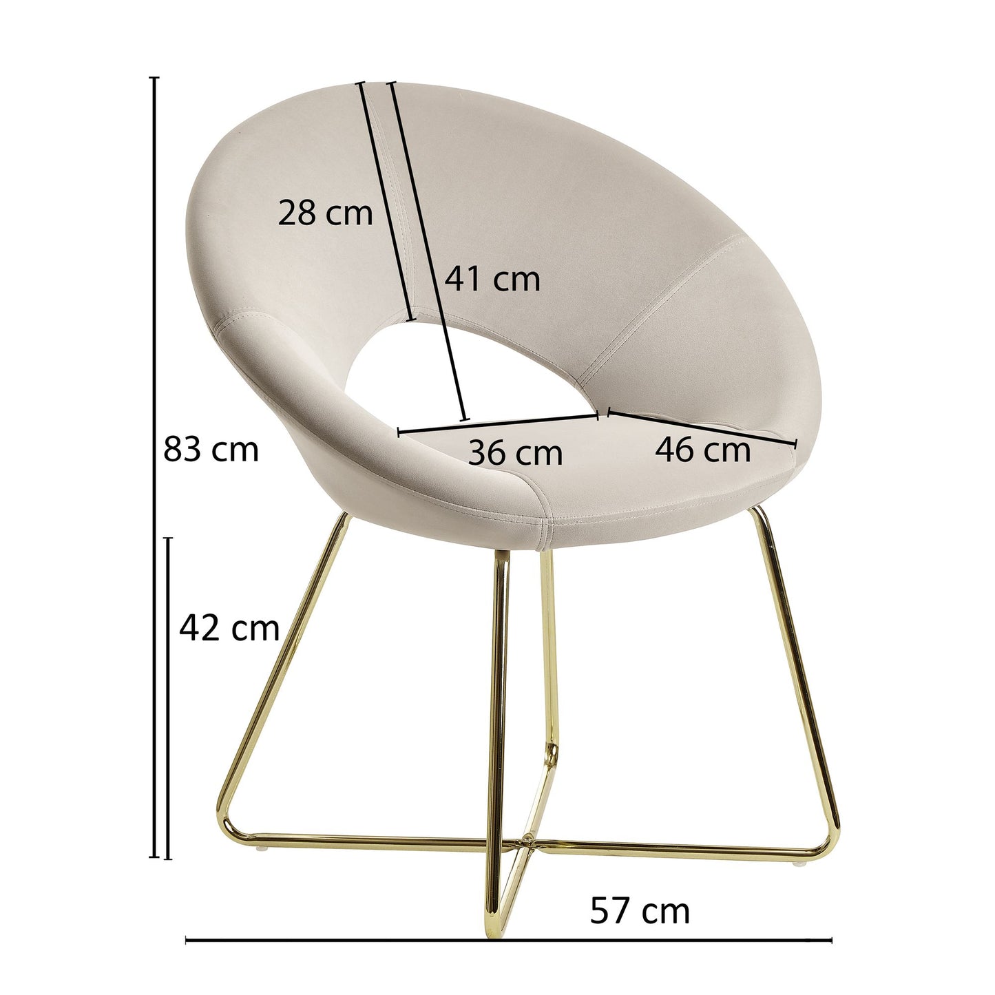 Esszimmerstuhl Samt Beige Kuechenstuhl mit goldenen Beinen Schalenstuhl Stoff Metall Design Polsterstuhl Stuhl Esszimmer Gepolstert