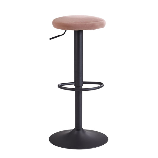 Barhocker Samt Rosa Hocker ohne Lehne 58   79 cm Kuechenhocker Stoff Metall 100kg Design Barstuhl Tresenhocker Drehbar Bistrohocker