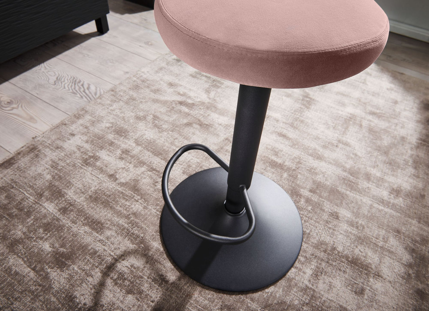 Barhocker Samt Rosa Hocker ohne Lehne 58   79 cm Kuechenhocker Stoff Metall 100kg Design Barstuhl Tresenhocker Drehbar Bistrohocker