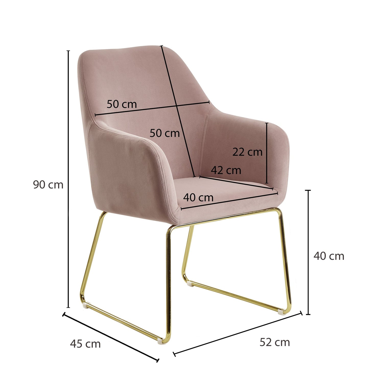 Esszimmerstuhl Samt Rosa Kuechenstuhl mit goldenen Beinen Schalenstuhl Stoff Metall Design Polsterstuhl Esszimmer Stuhl Gepolstert