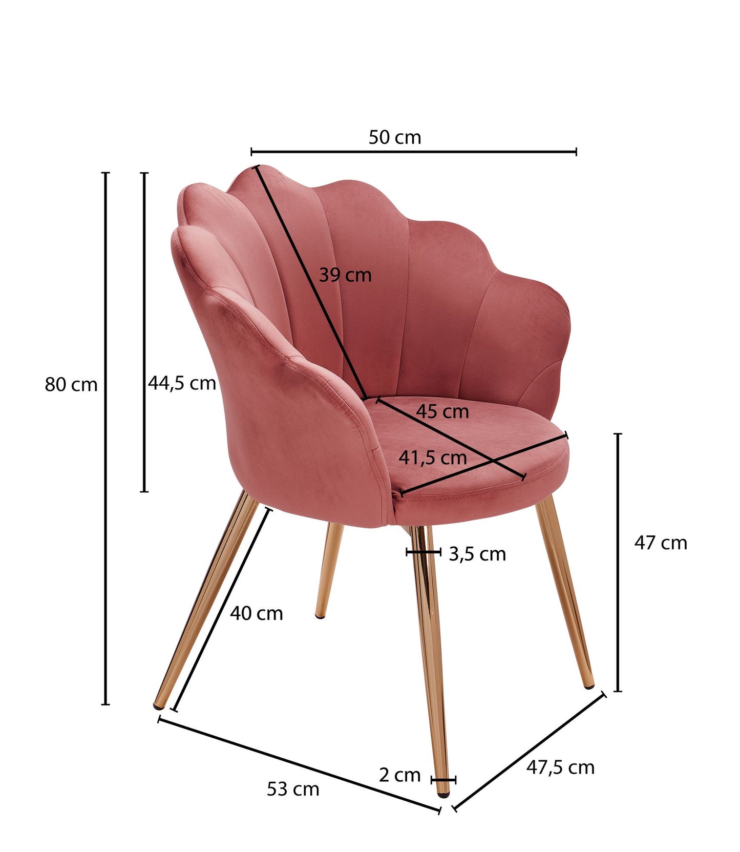 Esszimmerstuhl Tulpe Samt Rosa Gepolstert Kuechenstuhl mit Goldfarbenen Beinen Schalenstuhl Skandinavisches Design Polsterstuhl mit Stoffbezug