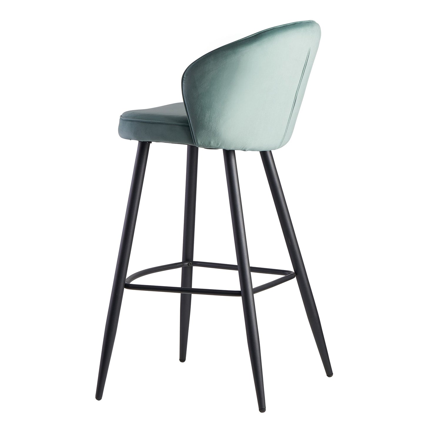 Barhocker Samt Hellgruen Hocker mit Lehne 56 mal 102 5 mal 52 5 cm Kuechenhocker Skandinavisch Stoff Metall 110 kg Design Barstuhl Tresenhocker Bistrohocker Gepolstert