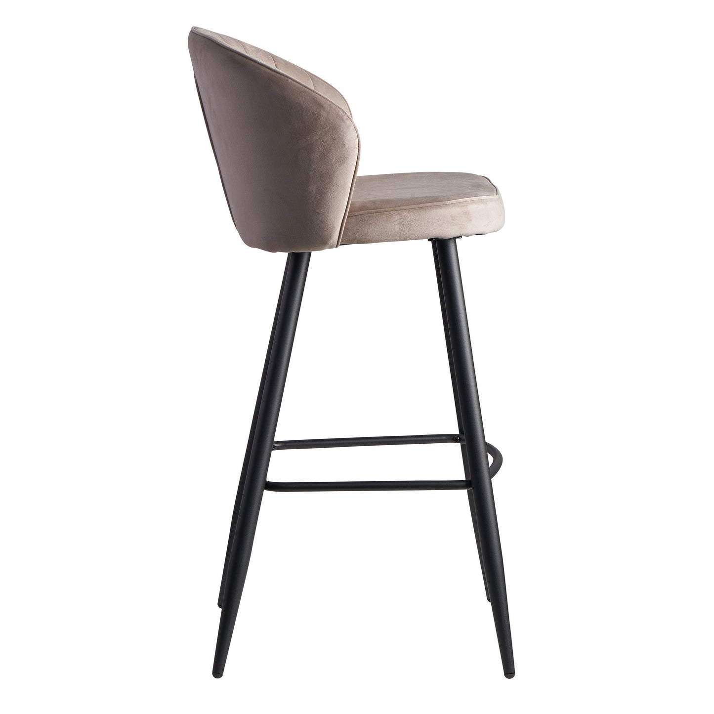 Barhocker Samt Beige Hocker mit Lehne 56 mal 102 5 mal 52 5 cm Kuechenhocker Skandinavisch Stoff Metall 110 kg Design Barstuhl Tresenhocker Bistrohocker Gepolstert