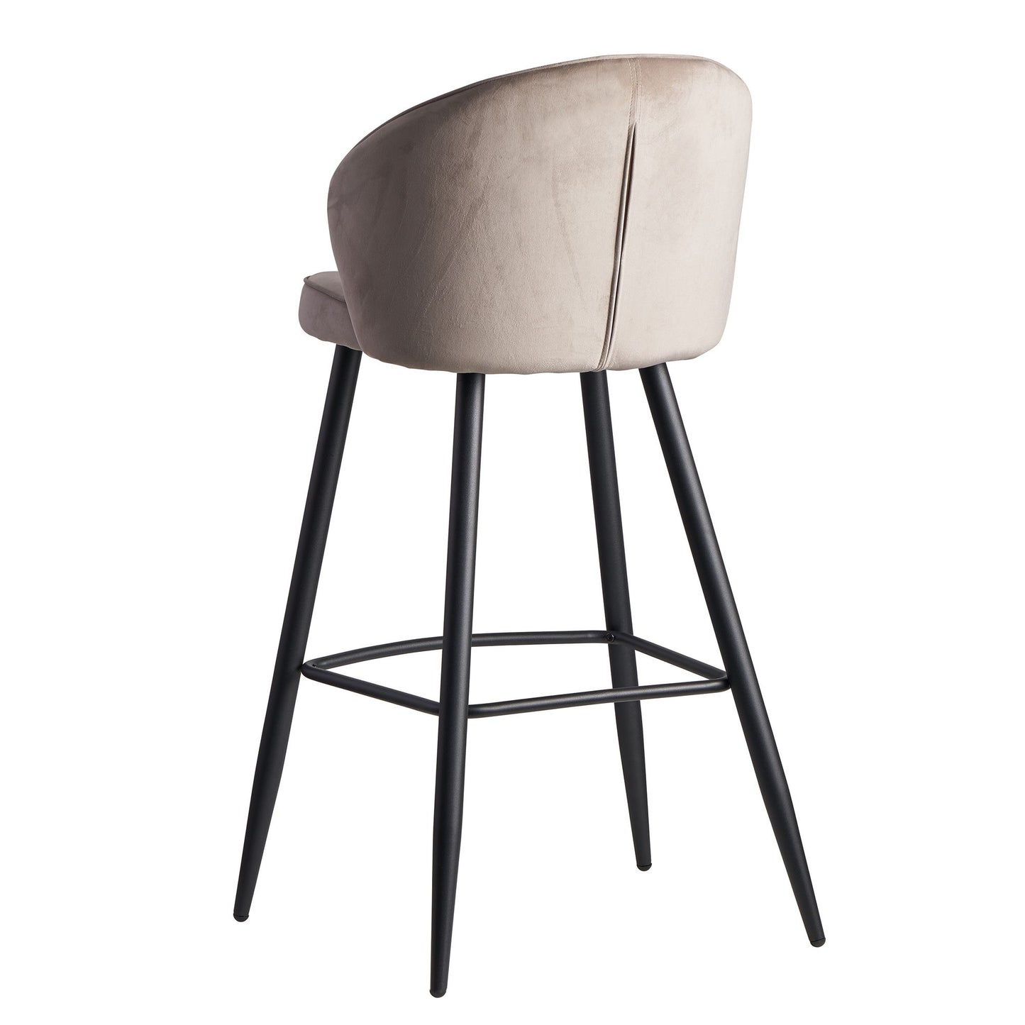 Barhocker Samt Beige Hocker mit Lehne 56 mal 102 5 mal 52 5 cm Kuechenhocker Skandinavisch Stoff Metall 110 kg Design Barstuhl Tresenhocker Bistrohocker Gepolstert