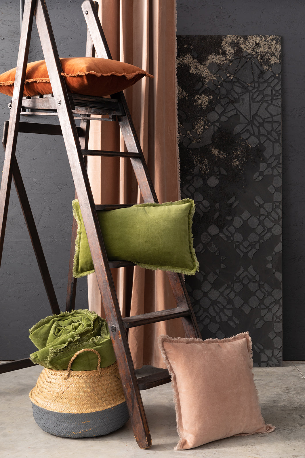 Einfarbiges Kissen Fara Eucalyptus 40 X 65