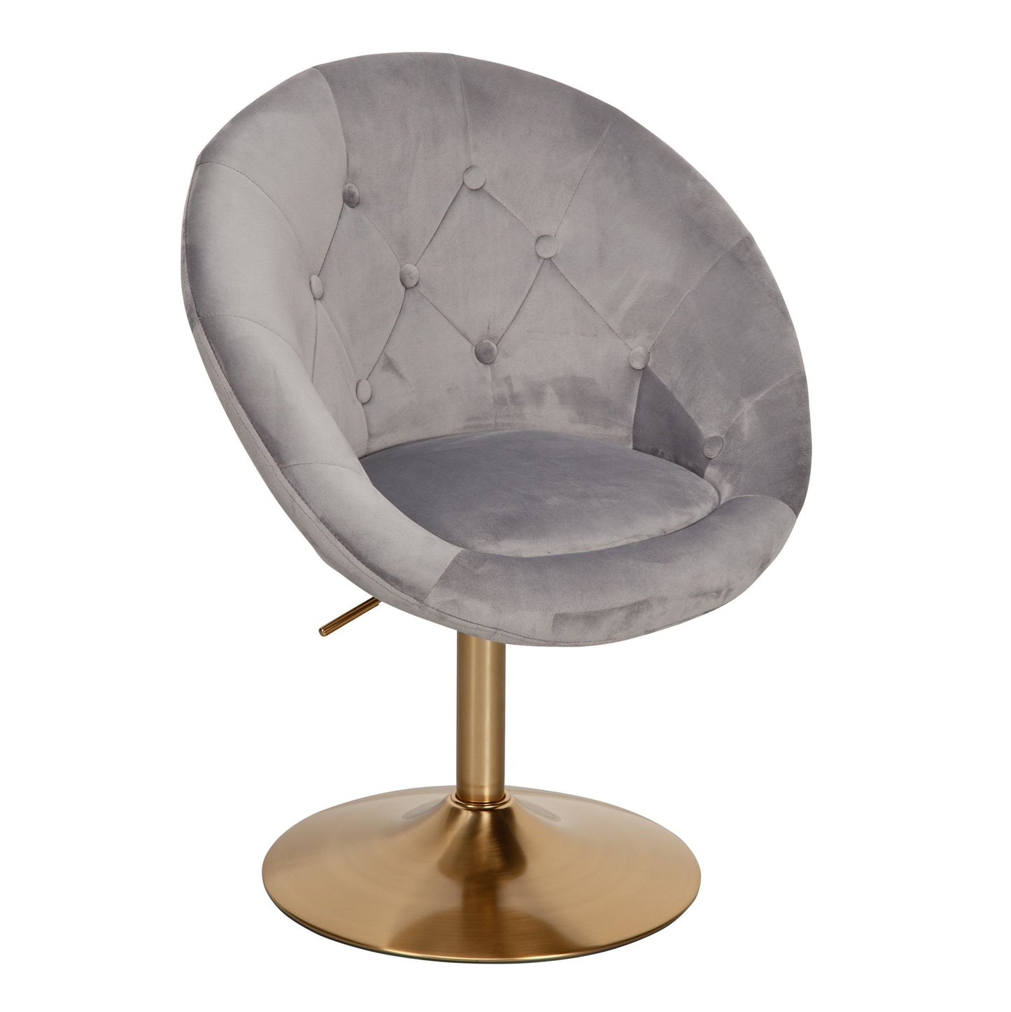 Loungesessel Samt Grau Gold Design Drehstuhl Clubsessel Polsterstuhl mit Rueckenlehne Drehsessel Cocktailsessel Lounge Sessel mit Stoffbezug