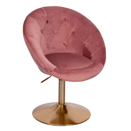 Loungesessel Samt Rosa Gold Design Drehstuhl Clubsessel Polsterstuhl mit Rueckenlehne Drehsessel Cocktailsessel Lounge Sessel mit Stoffbezug