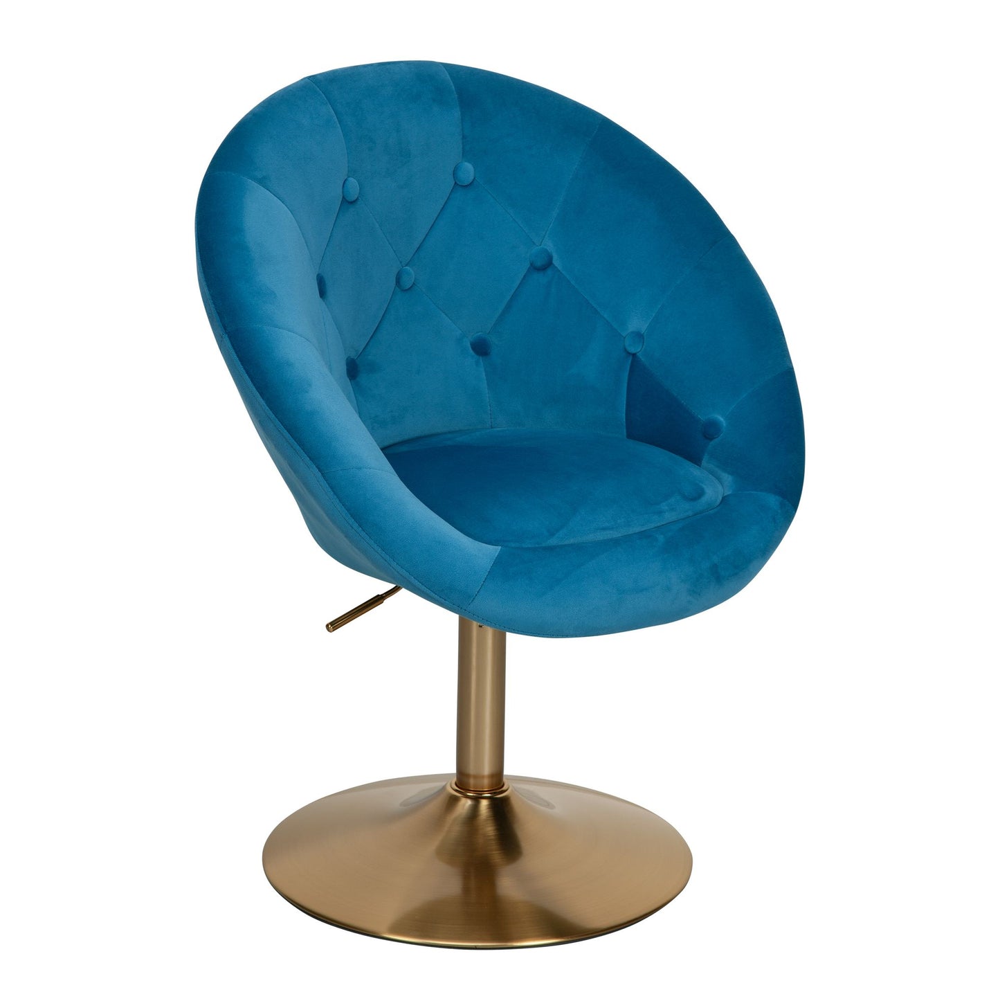 Loungesessel Samt Blau Gold Design Drehstuhl Clubsessel Polsterstuhl mit Rueckenlehne Drehsessel Cocktailsessel Lounge Sessel mit Stoffbezug