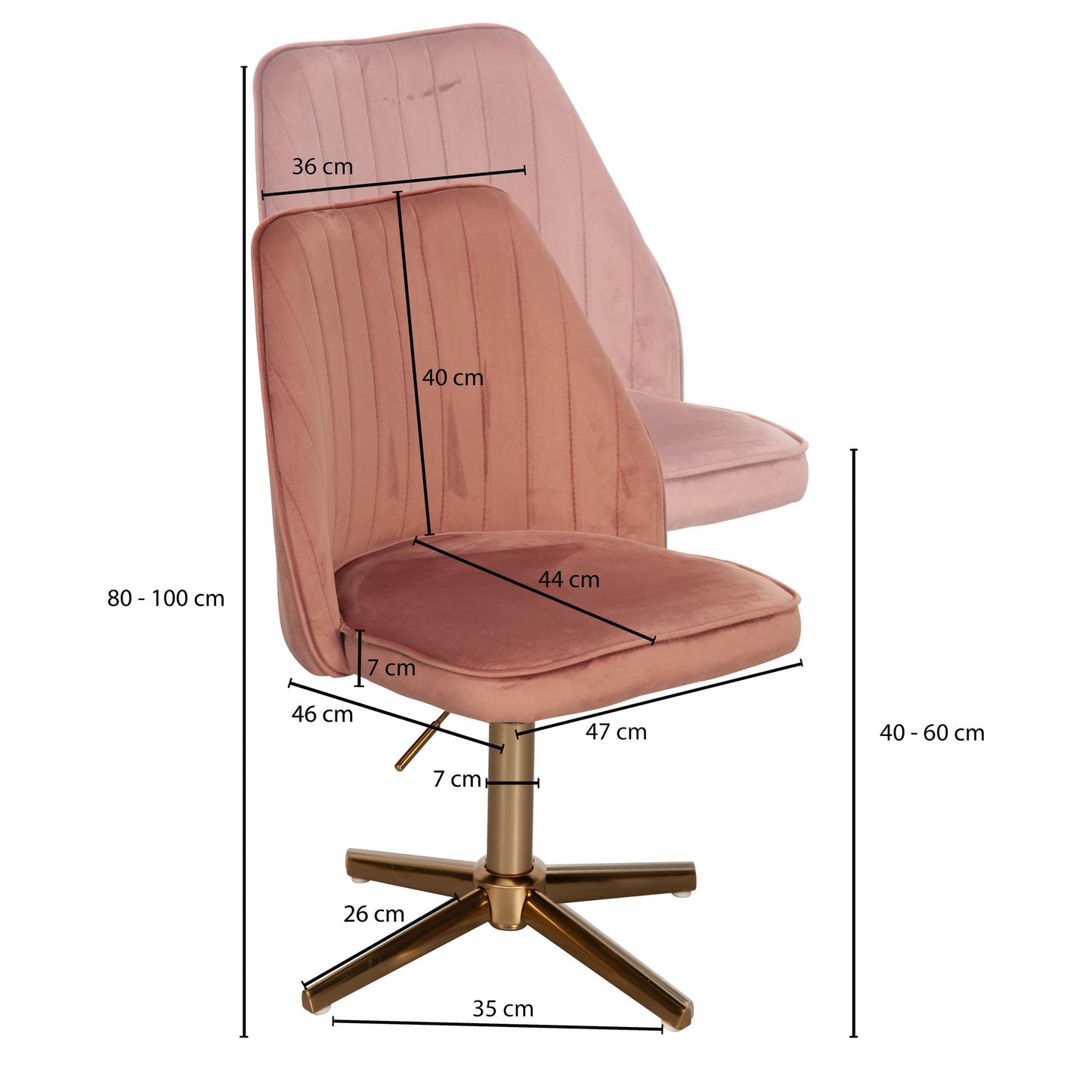 Schreibtischstuhl Rosa Samt Design Drehstuhl mit Lehne Schalenstuhl 120 kg Hoehenverstellbar Arbeitsstuhl ohne Rollen Stuhl Schreibtisch Home Office Drehbar