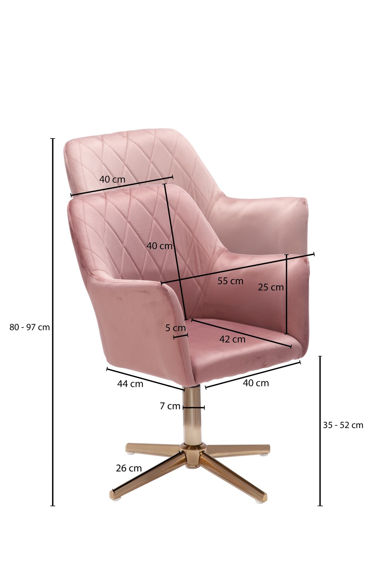 Schreibtischstuhl Rosa Samt Design Drehstuhl mit Lehne Schalenstuhl 120 kg Hoehenverstellbar Arbeitsstuhl ohne Rollen Stuhl Schreibtisch Home Office Drehbar