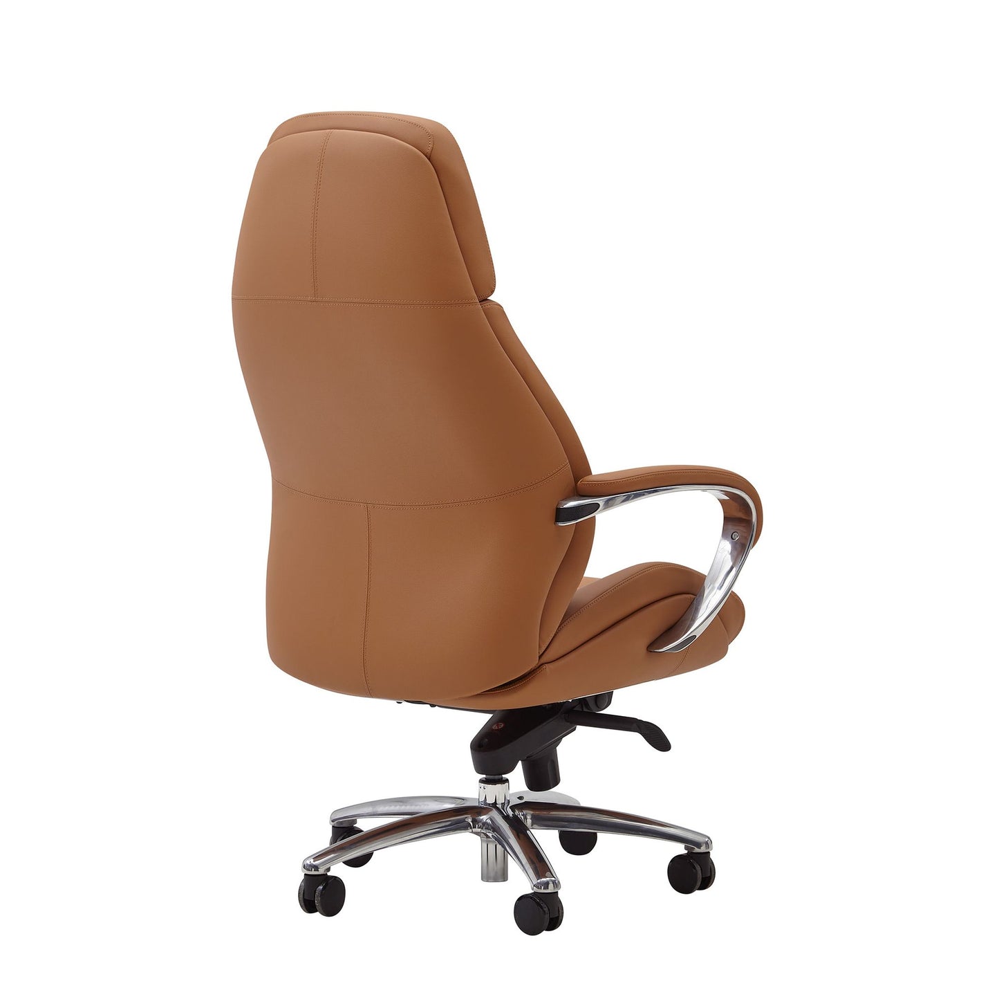 Designer Buerostuhl Bezug Echtleder Caramel Schreibtischstuhl bis 120 kg  mal  mal L Design Chefsessel hoehenverstellbar Drehstuhl ergonomisch mit Armlehnen und hoher Rueckenlehne Wippfunktion