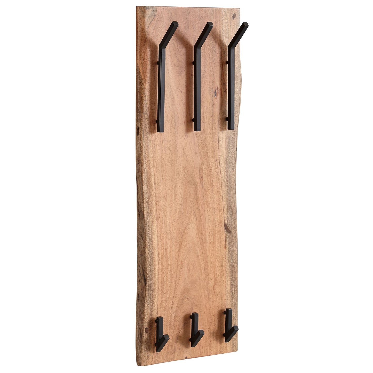 Design Wandgarderobe Akazie Massivholz Metall 35 5 mal 100 mal 11 cm Hakenleiste 2 Reihig Flurgarderobe Wand Garderobe Holz