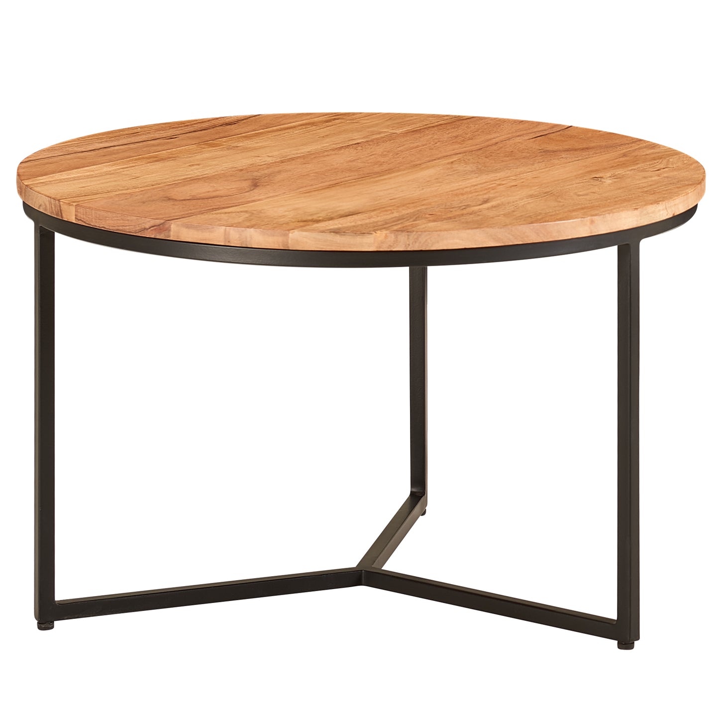 Couchtisch 60 mal 60 mal 38 cm Akazie Massivholz Metall Design Sofatisch Rund Wohnzimmertisch Kaffeetisch Massiv Kleiner Tisch Wohnzimmer