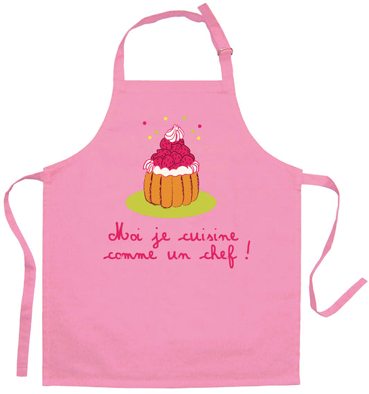 Küchenschürze Kinder Je cuisine comme un chef recyclé Rose 52 x 63