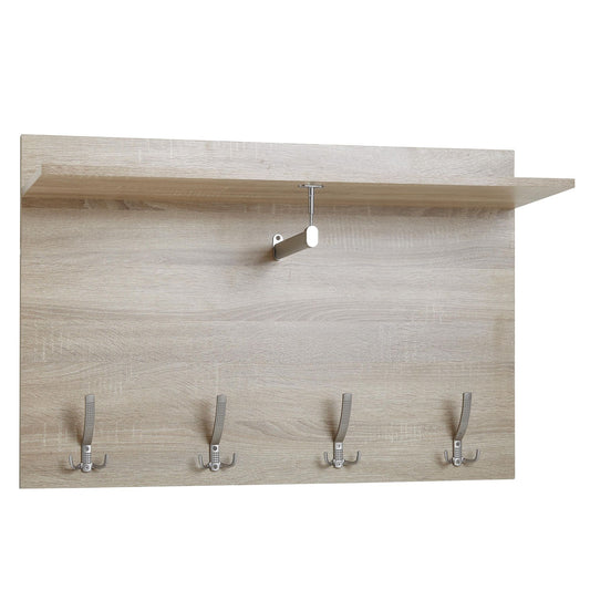 Wandgarderobe Sonoma Eiche 90 mal 60 mal 29 5 cm Design Flurgarderobe Holz Hakenleiste Wandpaneel mit Ablage und Kleiderstange Garderobe Wand Garderobenleiste Flur