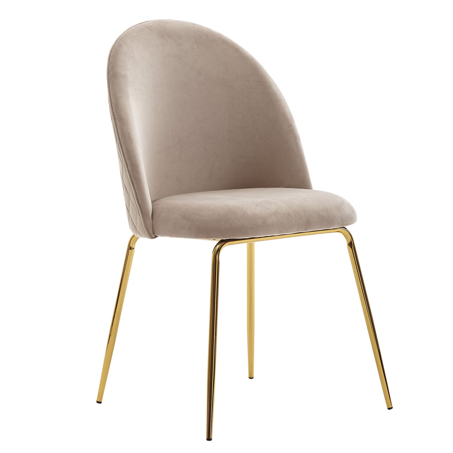 Design Esszimmerstuhl 2er Set Samt Beige Gepolstert Kuechenstuhl Stoff mit goldenen Beinen Schalenstuhl Skandinavisch Polsterstuhl mit Samtbezug