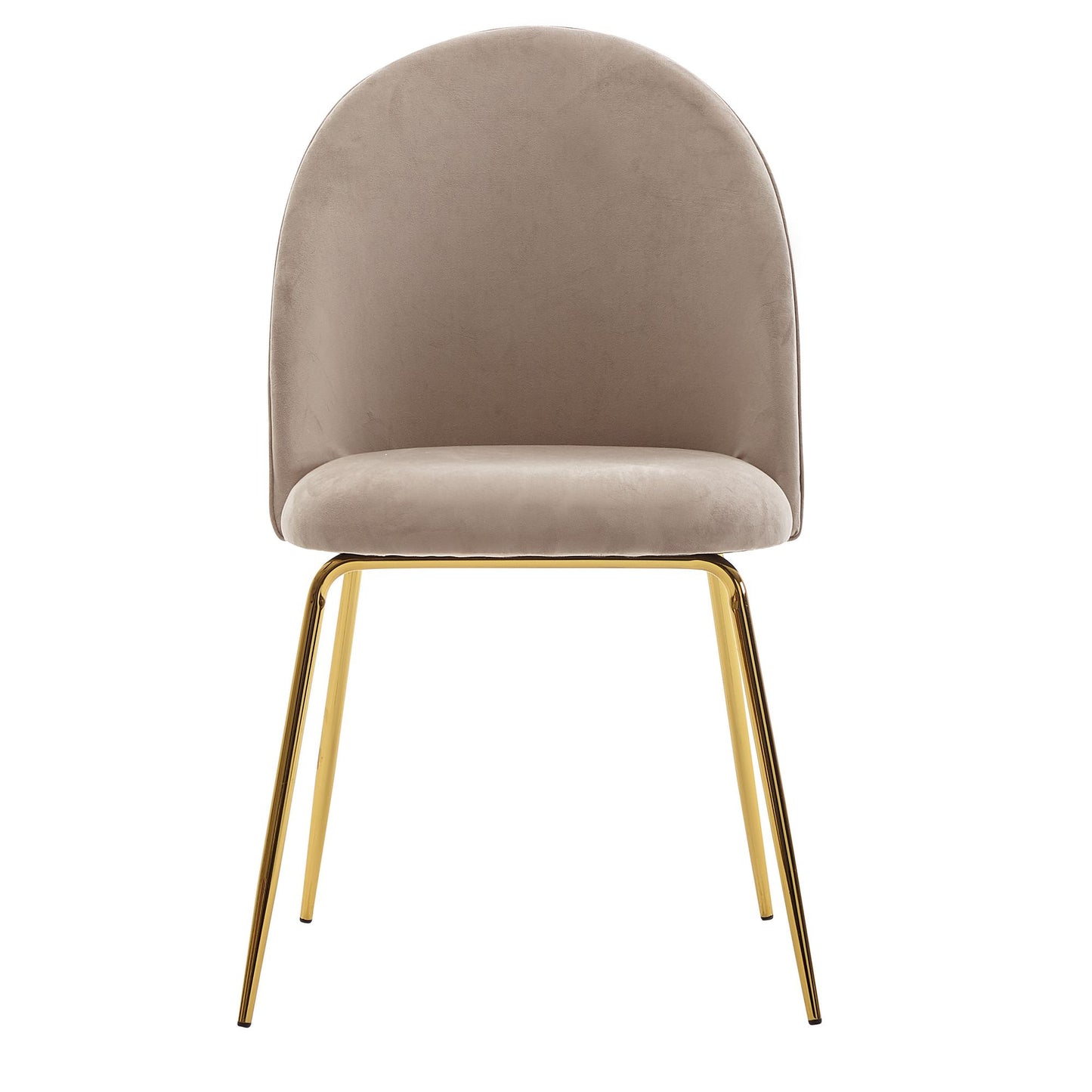 Design Esszimmerstuhl 2er Set Samt Beige Gepolstert Kuechenstuhl Stoff mit goldenen Beinen Schalenstuhl Skandinavisch Polsterstuhl mit Samtbezug