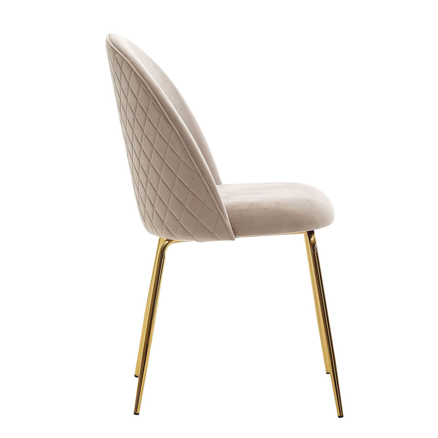Design Esszimmerstuhl 2er Set Samt Beige Gepolstert Kuechenstuhl Stoff mit goldenen Beinen Schalenstuhl Skandinavisch Polsterstuhl mit Samtbezug